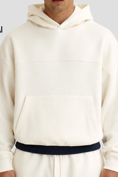 Custom Men's Oversized Pullover Hoodie with Drawcord Hood for Activewear Brands