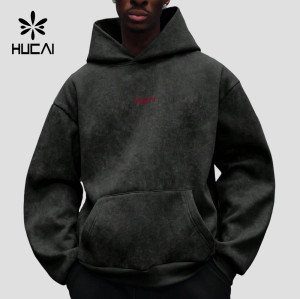 Custom Men's Acid Wash Heavyweight Hoodie with Chest Embroidery for Activewear Brands