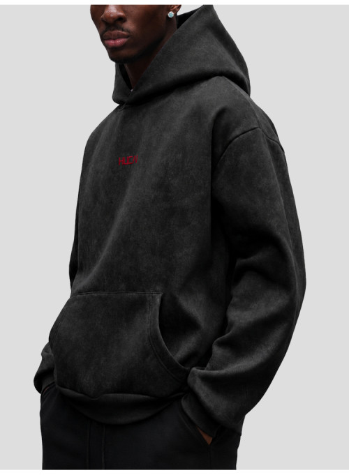 Custom Men's Acid Wash Heavyweight Hoodie with Chest Embroidery for Activewear Brands