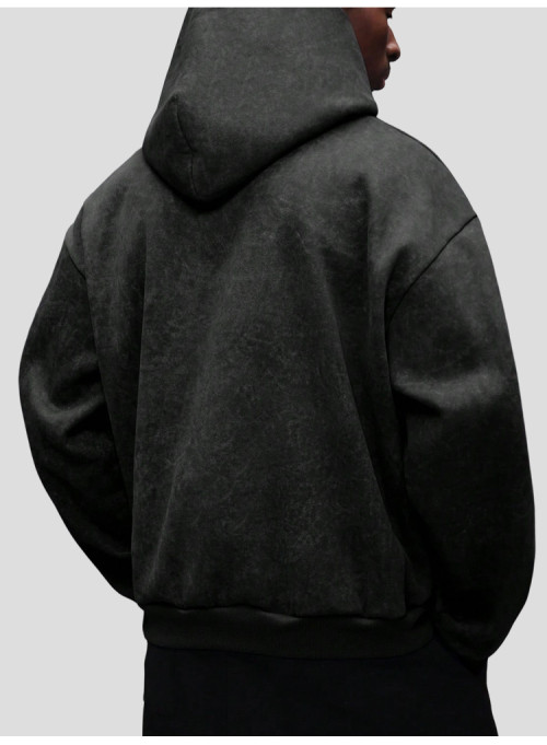 Custom Men's Acid Wash Heavyweight Hoodie with Chest Embroidery for Activewear Brands