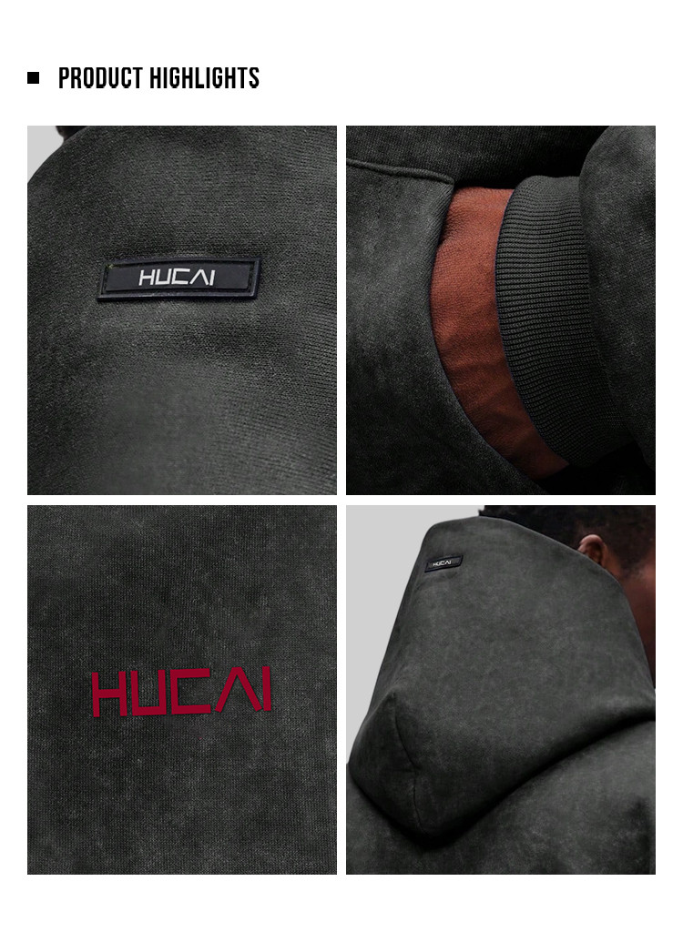 men's acid wash hoodie - detail view 4