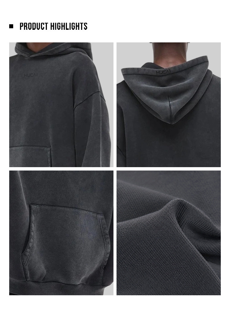 men's vintage wash hoodie - detail view 3