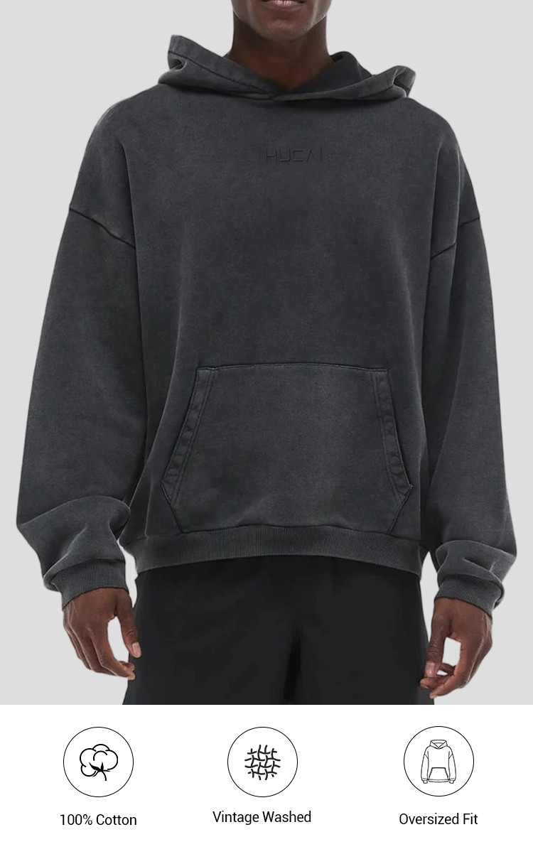men's vintage wash hoodie - detail view 4