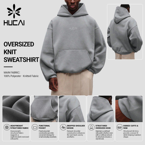 Custom Men's Heavyweight Polyester Knit Training Hoodie for Activewear Brands