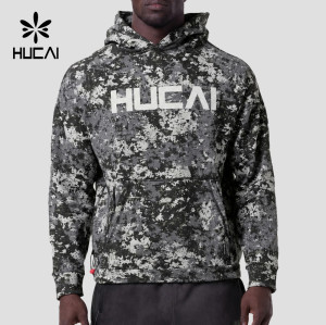 Custom Men's Pixel Camo Raglan Training Hoodie with Zip Pouch for Activewear Brands