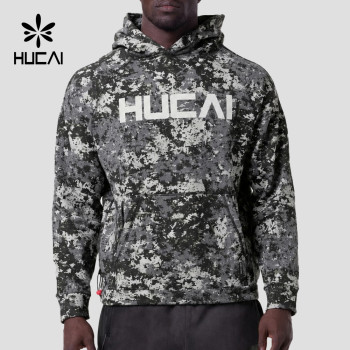 Custom Men's Pixel Camo Raglan Training Hoodie with Zip Pouch for Activewear Brands