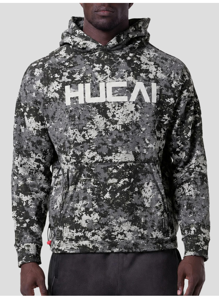 men's camo print hoodie - detail view 1