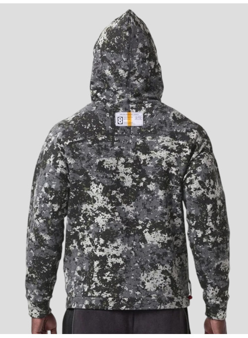 Custom Men's Pixel Camo Raglan Training Hoodie with Zip Pouch for Activewear Brands