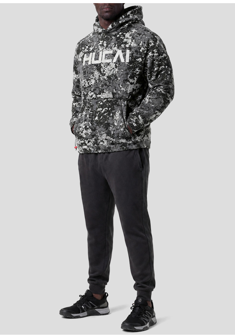 men's camo print hoodie - detail view 3