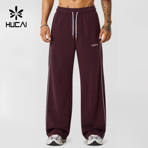 Custom Men's Wide-Leg Sweatpants with Contrast Piping for Activewear Brands