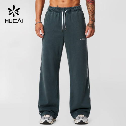 Custom Men's Wide-Leg Sweatpants with Contrast Piping for Activewear Brands