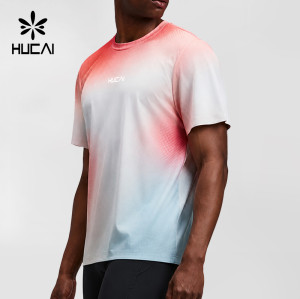 Custom Men's Tricolour Gradient Sports T-Shirt for Activewear Brands