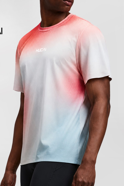 Custom Men's Tricolour Gradient Sports T-Shirt for Activewear Brands