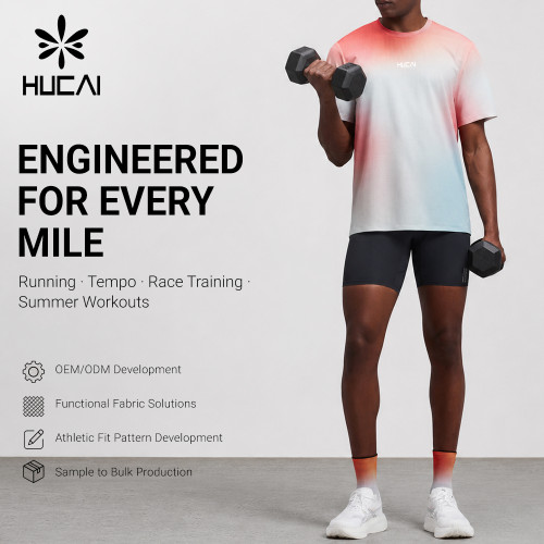 Custom Men's Tricolour Gradient Sports T-Shirt for Activewear Brands
