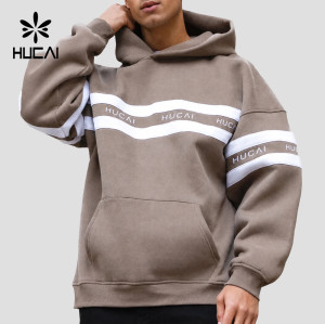Custom Men's Relaxed Hoodie with Contrast Stripe Panel for Activewear Brands