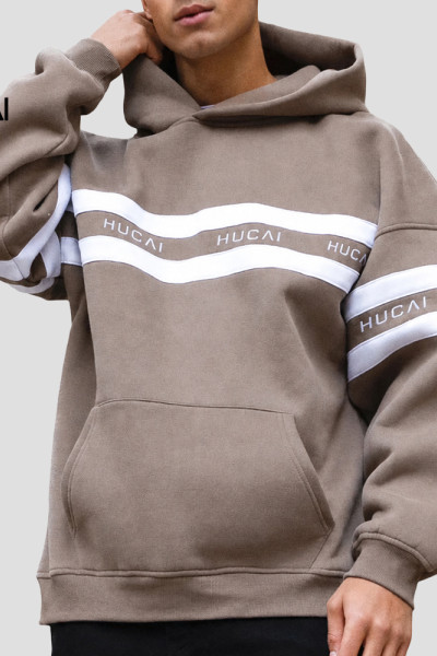 Custom Men's Relaxed Hoodie with Contrast Stripe Panel for Activewear Brands