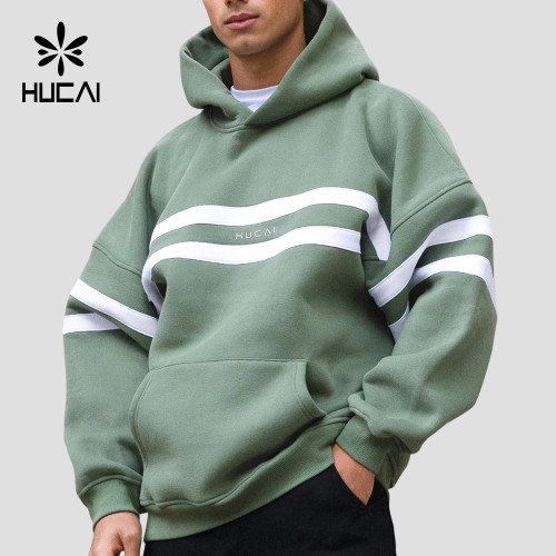 Custom Men's Relaxed Hoodie with Contrast Stripe Panel for Activewear Brands