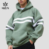 Custom Men's Relaxed Hoodie with Contrast Stripe Panel for Activewear Brands