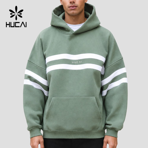 Custom Men's Relaxed Hoodie with Contrast Stripe Panel for Activewear Brands
