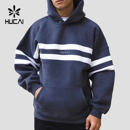 Custom Men's Relaxed Hoodie with Contrast Stripe Panel for Activewear Brands