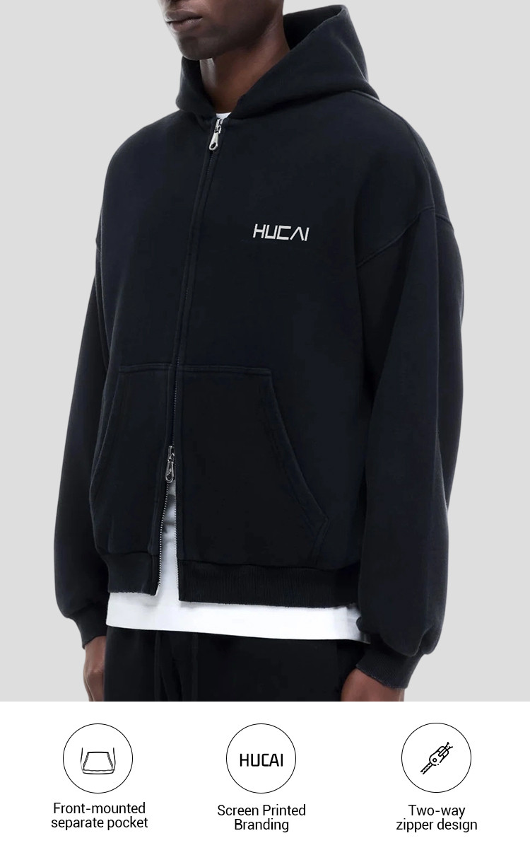 men's full zip hoodie - detail view 1