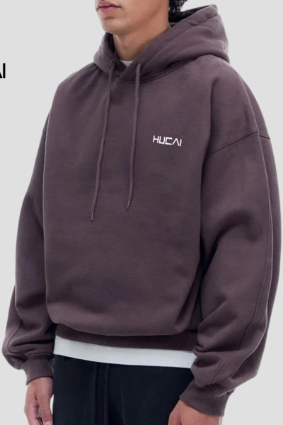 Custom Men's Heavyweight Clean Front Hoodie with Drawcord Hood for Activewear Brands
