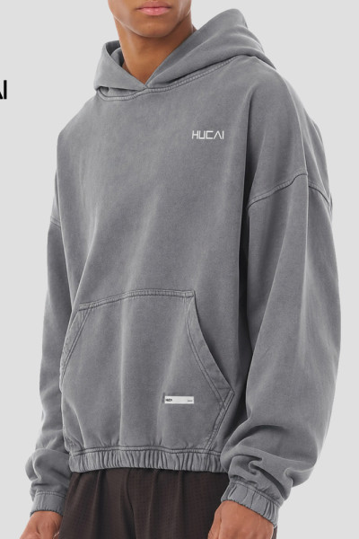 Custom Men's 375 GSM Garment Dyed French Terry Hoodie for Activewear Brands