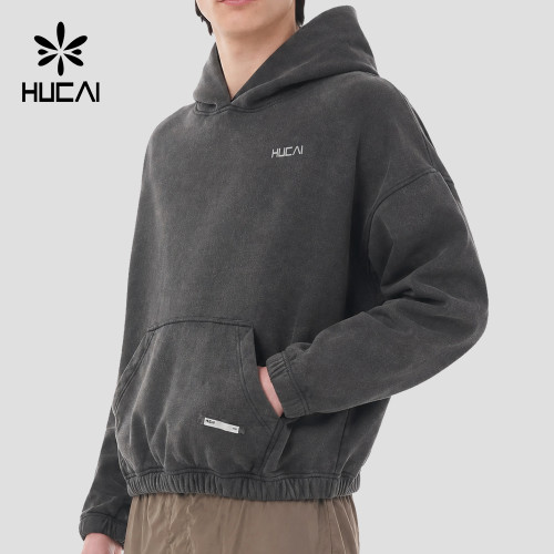 Custom Men's 375 GSM Garment Dyed French Terry Hoodie for Activewear Brands