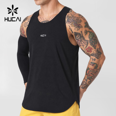 Custom Men's Perforated Running Tank Top with Bonded Neckline for Brands