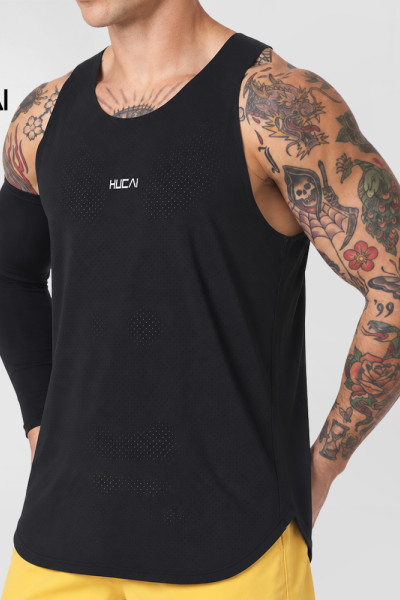 Custom Men's Perforated Running Tank Top with Bonded Neckline for Brands