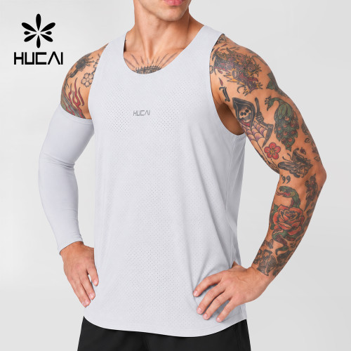 Custom Men's Perforated Running Tank Top with Bonded Neckline for Brands