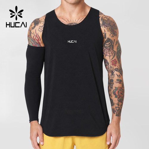 Custom Men's Perforated Running Tank Top with Bonded Neckline for Brands