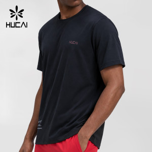 Custom Men's Micromesh Run Tee in Black with Contrast Chest Logo Print