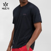 Custom Men's Micromesh Run Tee in Black with Contrast Chest Logo Print