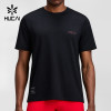Custom Men's Micromesh Run Tee in Black with Contrast Chest Logo Print