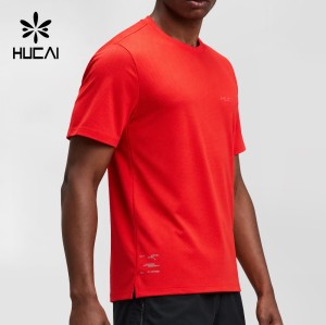 Custom Men's Micromesh Run Tee in Poppy Red with Tonal Chest Wordmark