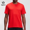 Custom Men's Micromesh Run Tee in Poppy Red with Tonal Chest Wordmark