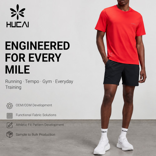 Custom Men's Micromesh Run Tee in Poppy Red with Tonal Chest Wordmark