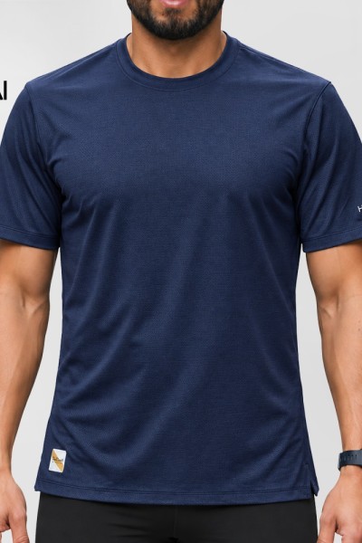 Custom Men's Ribbed Trim Training Tee with Sleeve Logo for Activewear Brands