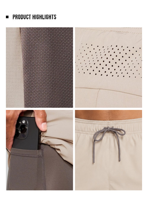 Custom Men's 5 Inch Two Tone Running Shorts with Inner Liner for Activewear Brands