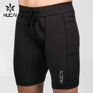 Custom Men's Compression Half Tights with Silicone Grippers and Waistband Pocket