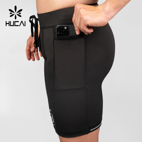 Custom Men's Compression Half Tights with Silicone Grippers and Waistband Pocket