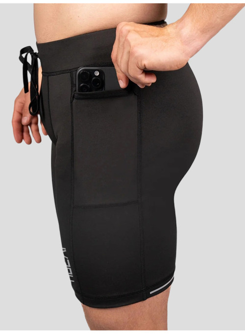 Custom Men's Compression Half Tights with Silicone Grippers and Waistband Pocket