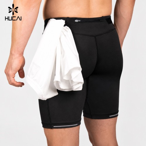Custom Men's Compression Half Tights with Silicone Grippers and Waistband Pocket