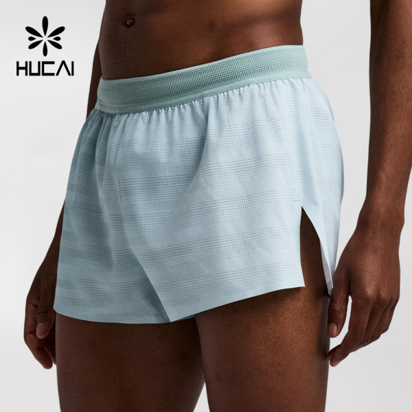 Custom Men's Gradient Mesh Split Shorts with Deep Side Vents and Seven Pockets