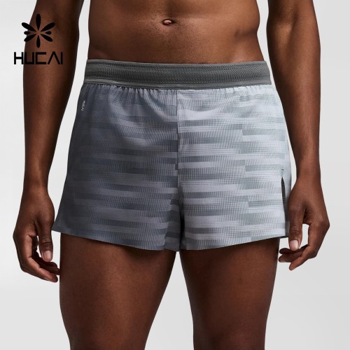 Custom Men's Plaster Slate Gradient Split Shorts with Mesh Panels and Pockets