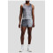 Custom Men's Plaster Slate Gradient Split Shorts with Mesh Panels and Pockets