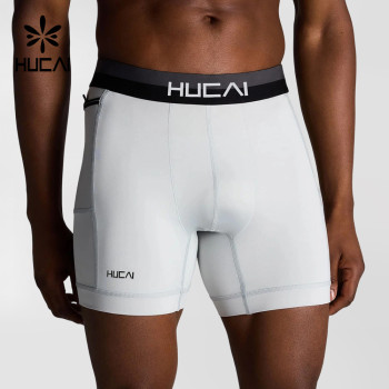 Custom Men's Compression Base Layer Shorts with Side Zip Pockets and Outer Short