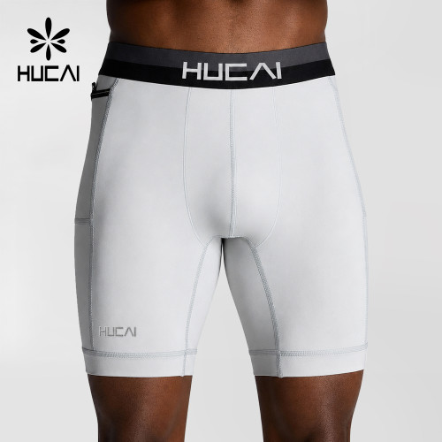 Custom Men's Compression Base Layer Shorts with Side Zip Pockets and Outer Short