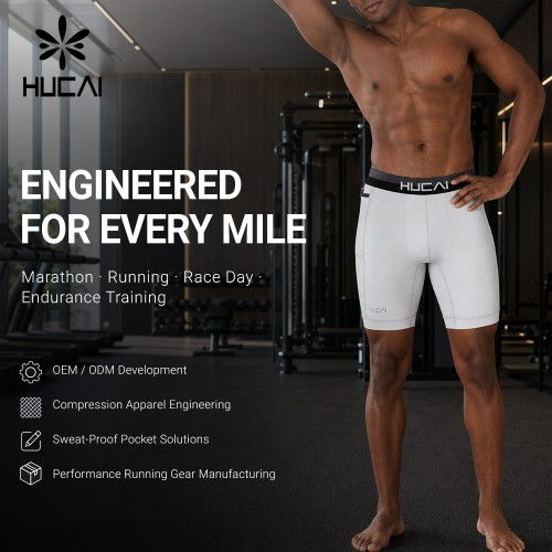 Custom Men's Compression Base Layer Shorts with Side Zip Pockets and Outer Short